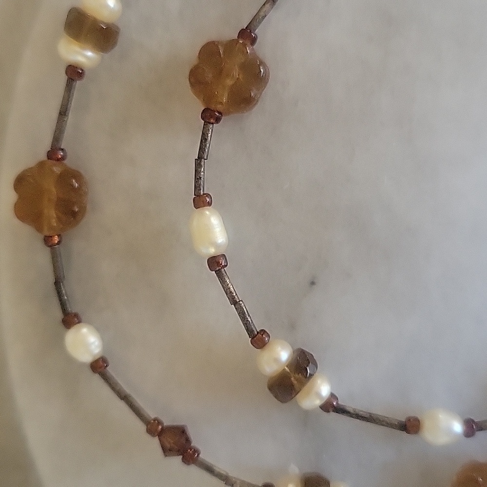 Estate Find Tiger's Eye And Pearl Necklace - Picture 3 of 4